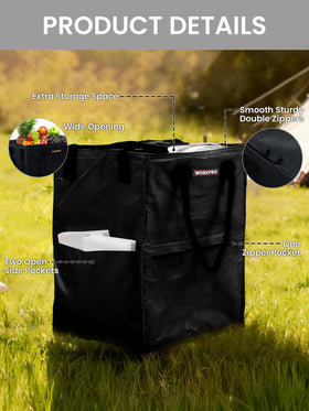 WORKPRO large capacity with organized pockets for groceries and supplies.