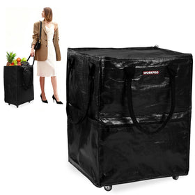 WORKPRO medium bag on wheels folding, ideal for easy grocery trips.