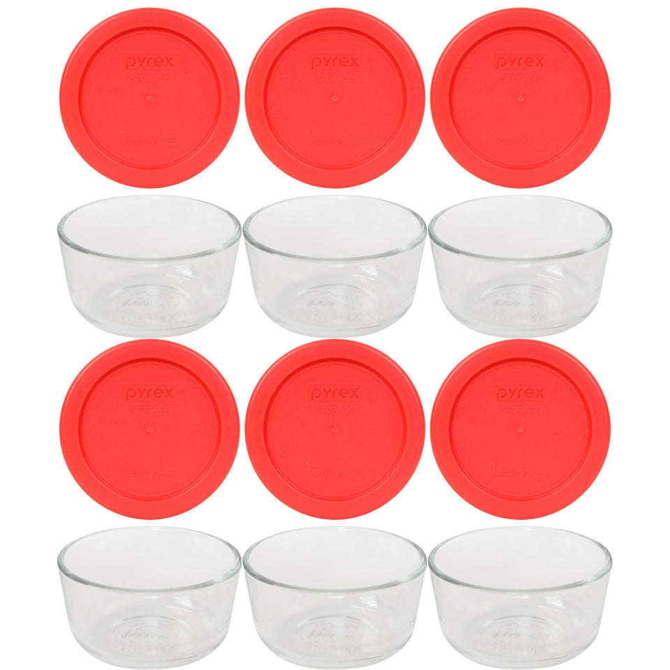 World Kitchen Pyrex 1-cup bowls ready for precise portions and meal prep.