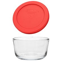 World Kitchen Pyrex red lids securely fit bowls for freshness and spill prevention.