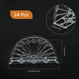 Worldity clear napkin holder with fan-shaped mouth for easy napkin grab.