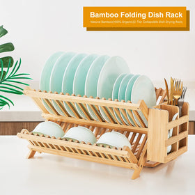 Worthyeah counter-organizer bamboo rack keeps kitchen surface tidy.