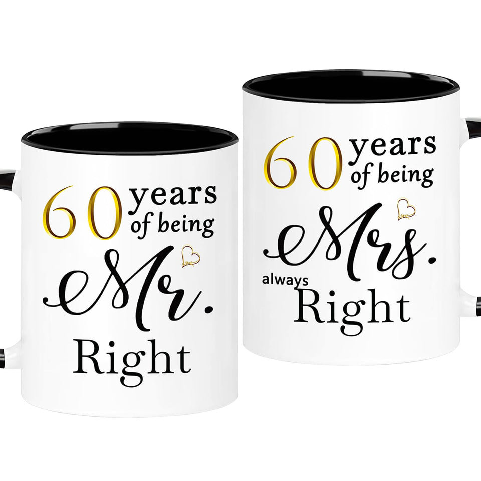 WOSIWULA 60th anniversary mugs in a gift-ready box for couples.