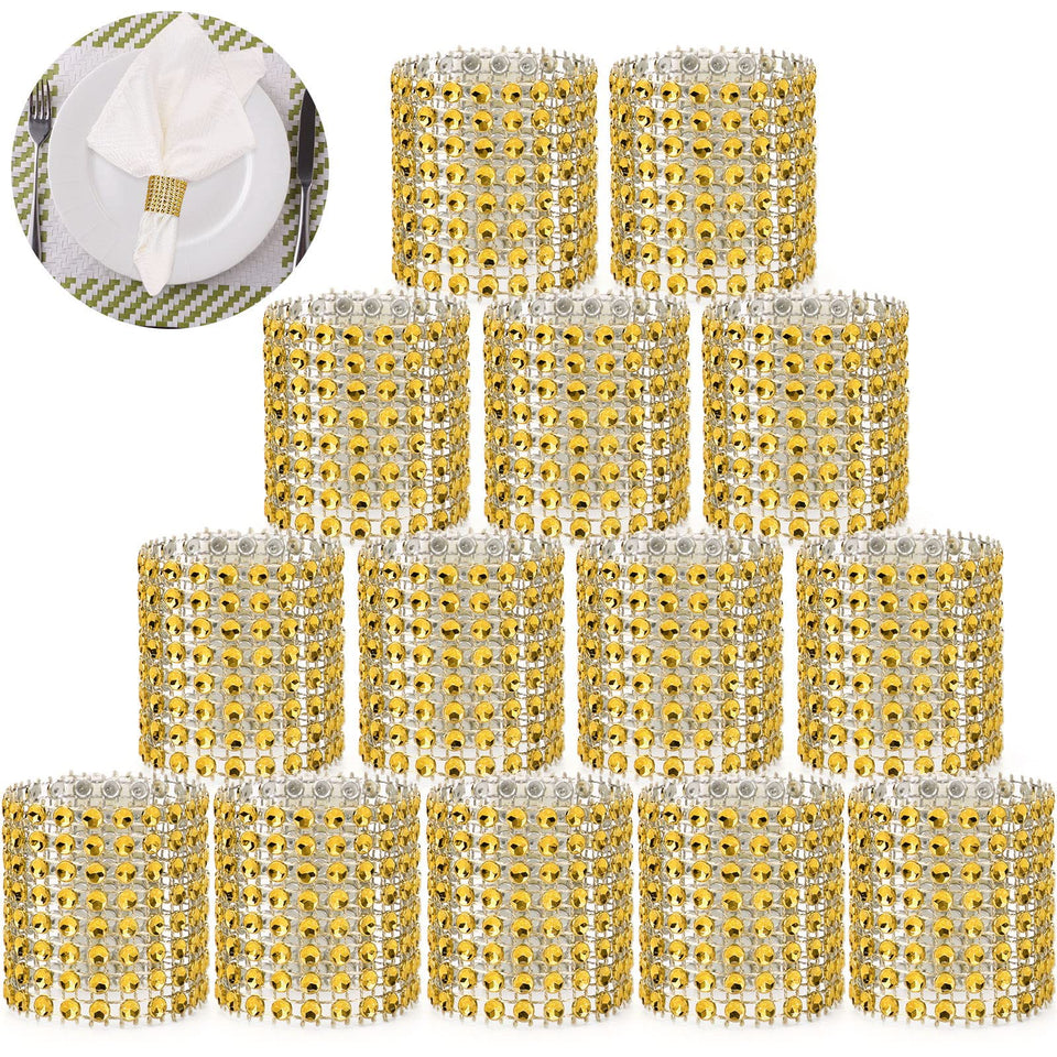 Wotoban bling napkin rings set of 150 in gold add elegant sparkle to table settings.