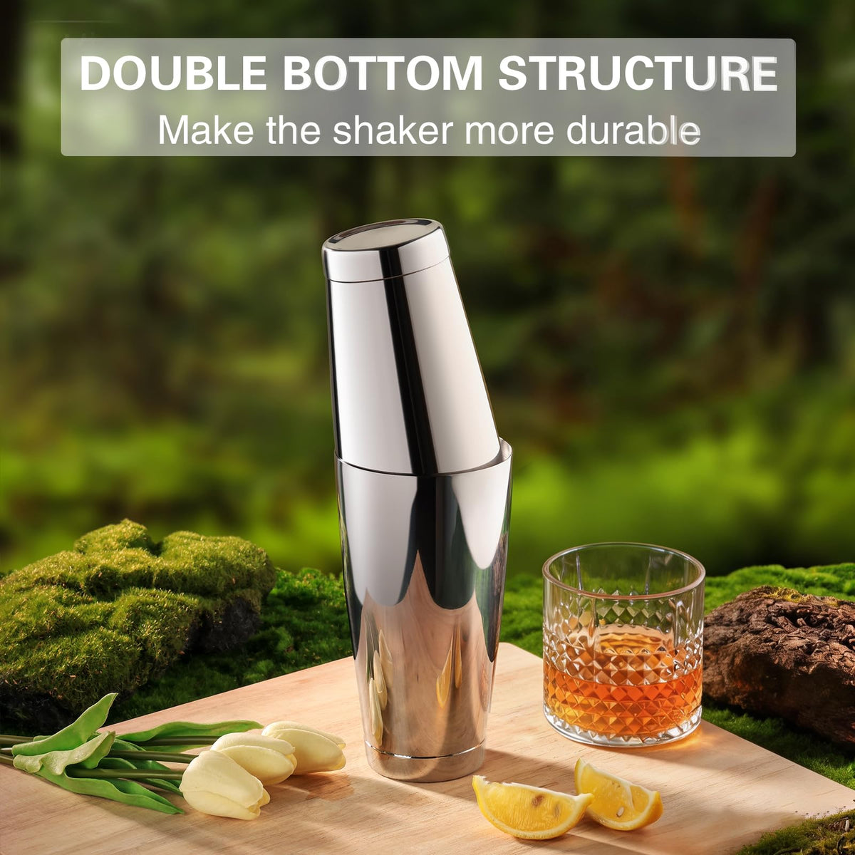 WOTOR Boston Shaker two-piece construction 18oz for balanced mixes.
