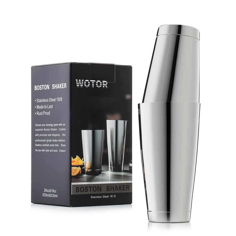 WOTOR Boston Shaker two-piece construction 28oz for precise, professional cocktails.