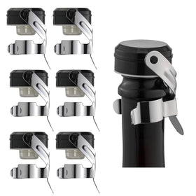 WOTOR champagne bottle stopper in stainless steel seals the bottle for lasting fizz.