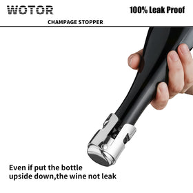 WOTOR champagne stopper compact-size fits most bottles for easy storage.