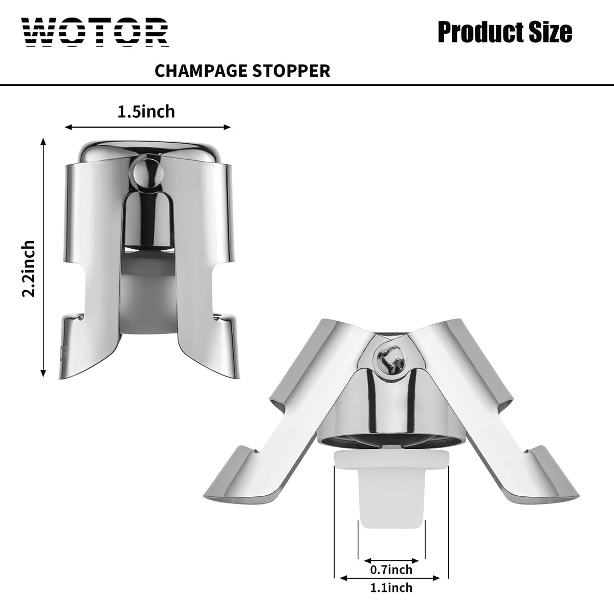 WOTOR dishwasher-safe champagne stopper cleans quickly after use.