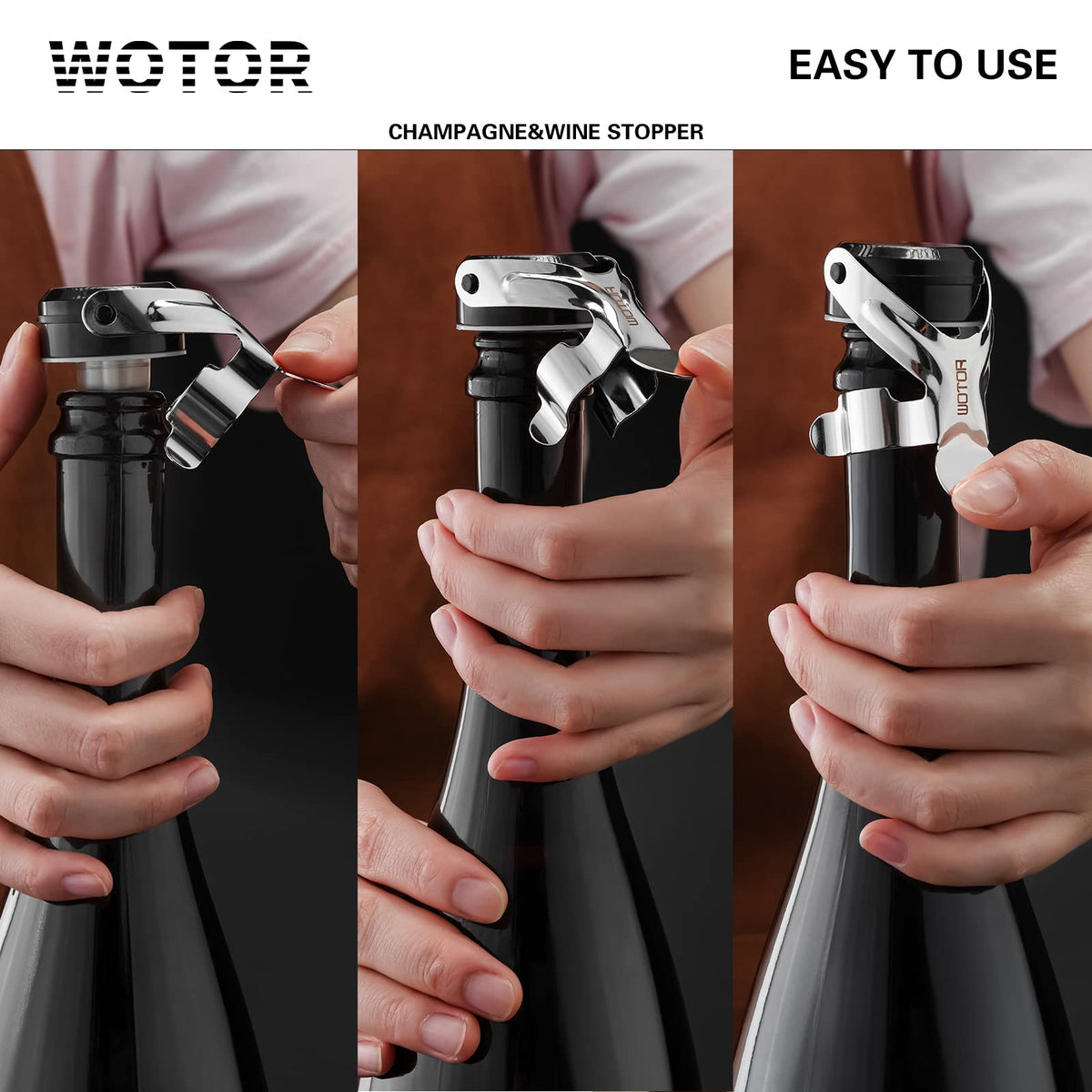 WOTOR silicone seal stopper provides airtight seal for bottles.