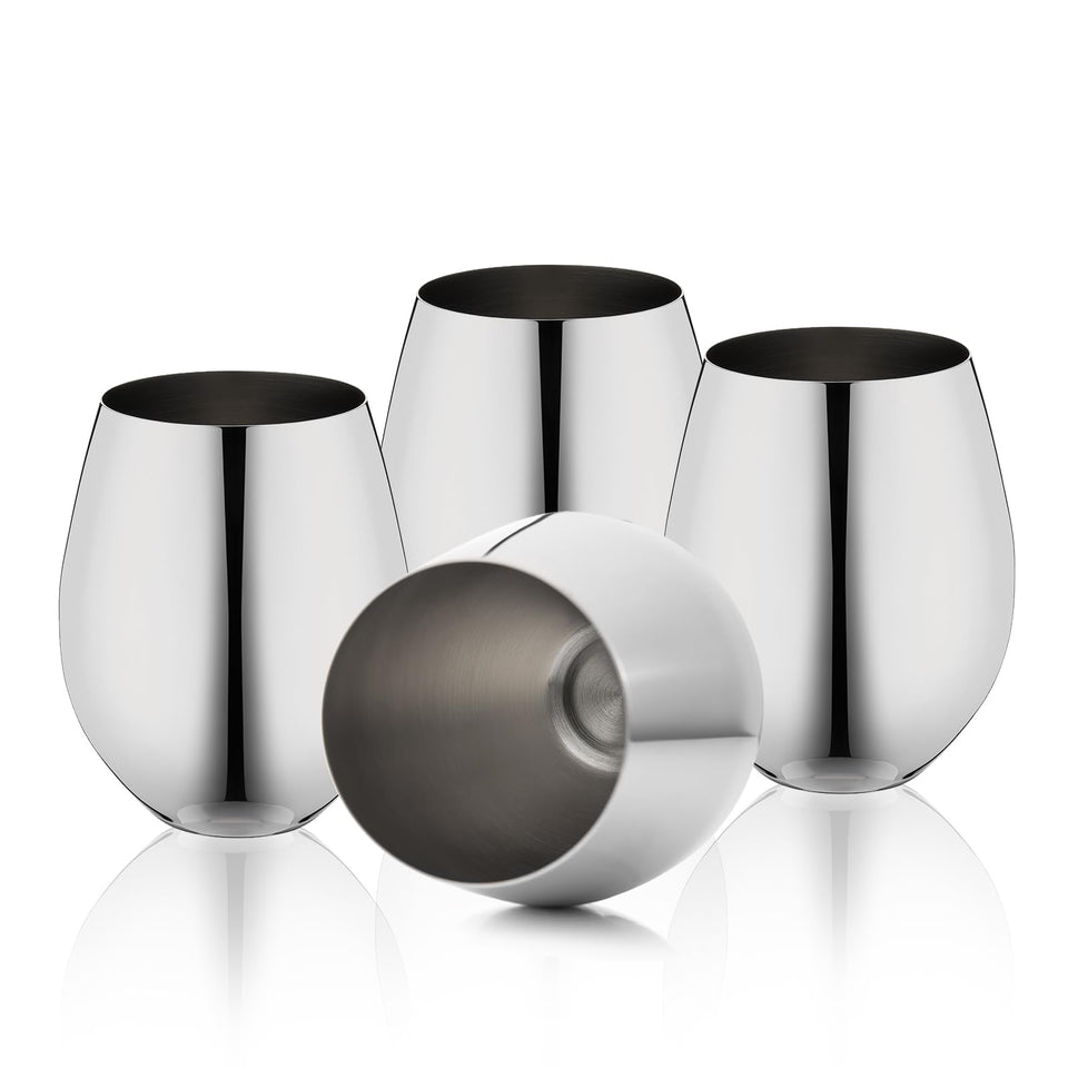WOTOR stemless 18oz wine glass with mirror finish for elegant outdoor sipping.