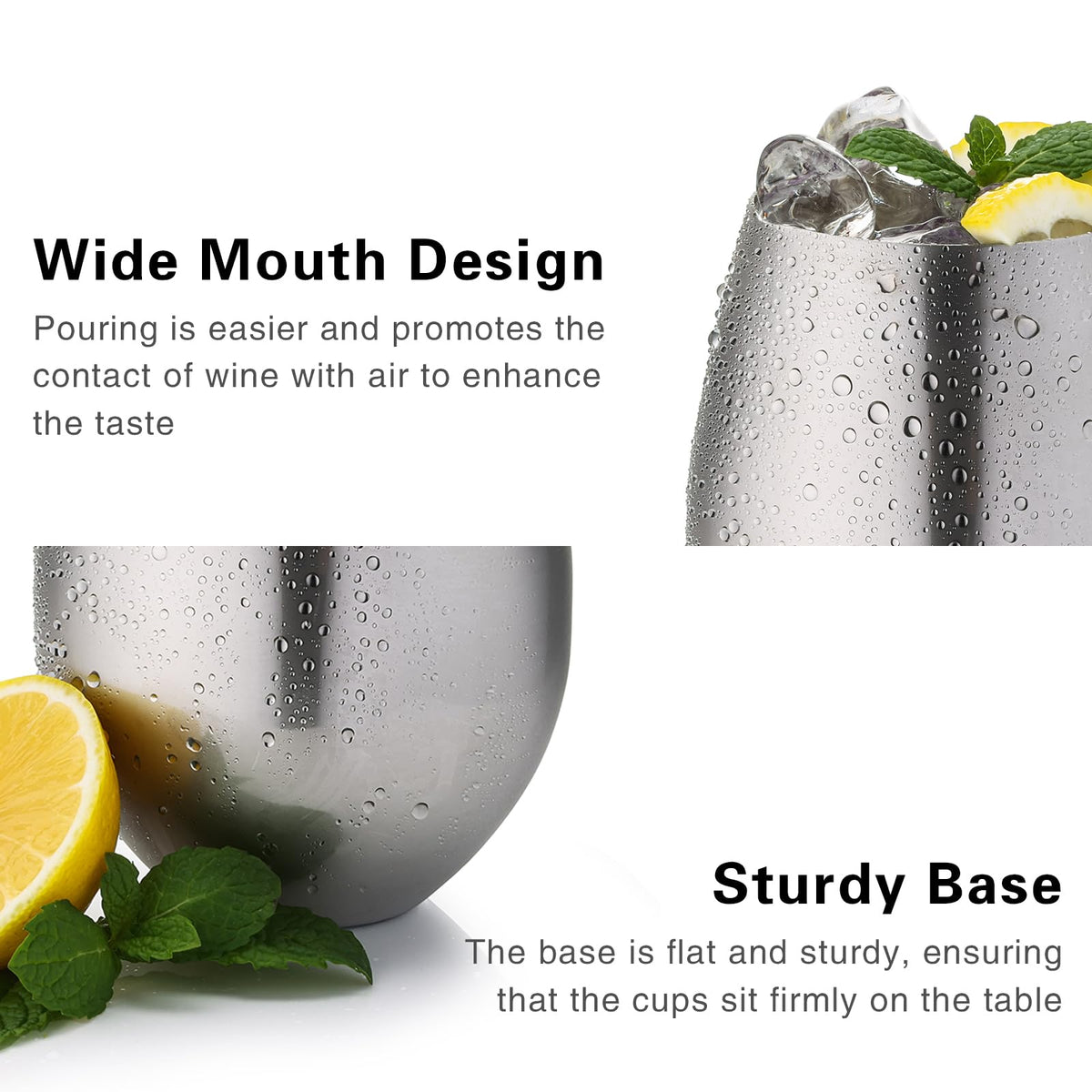 Premium 304 stainless steel WOTOR wine glass keeps beverages cool during gatherings.