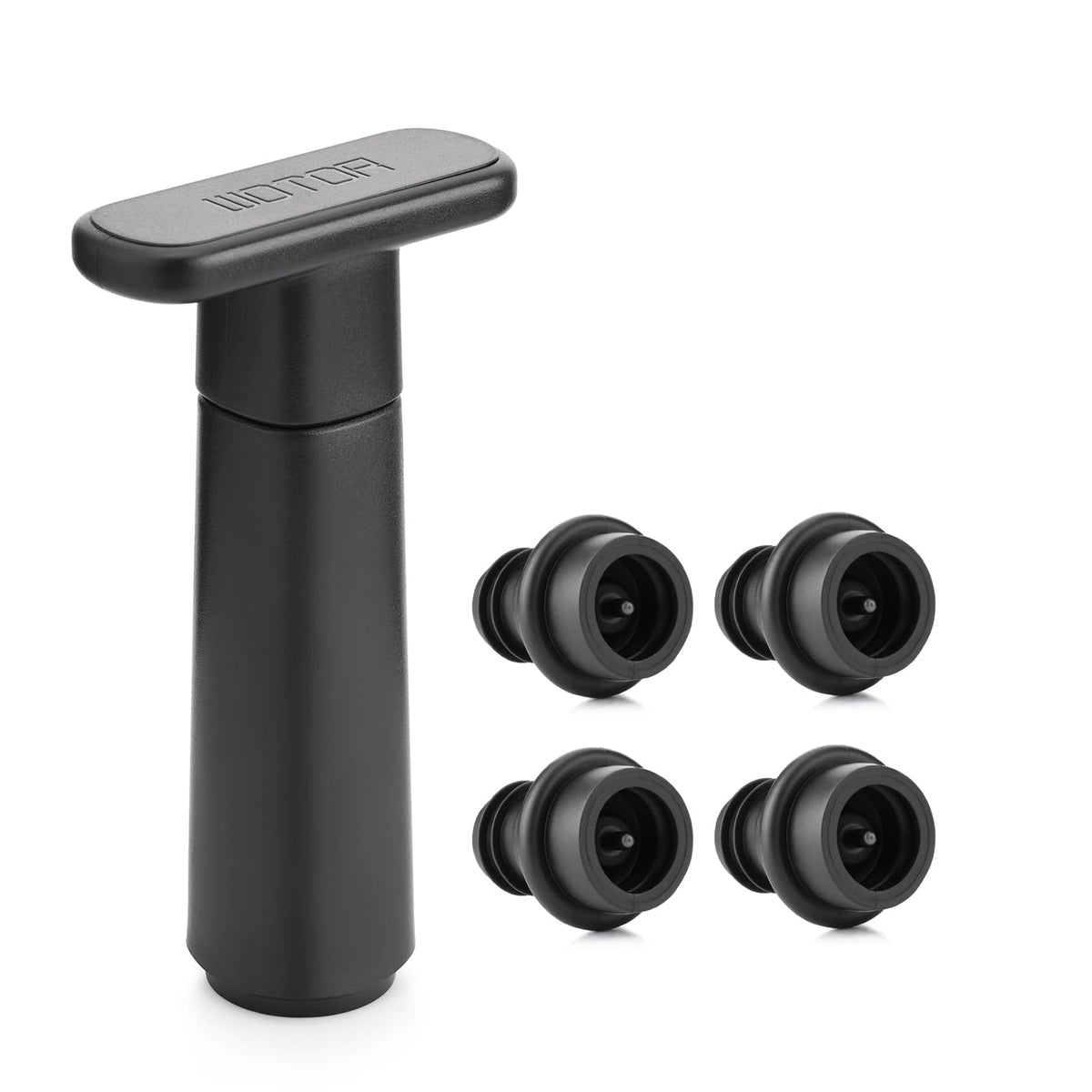 WOTOR Wine Saver pump sealing a bottle to preserve aroma and flavor.