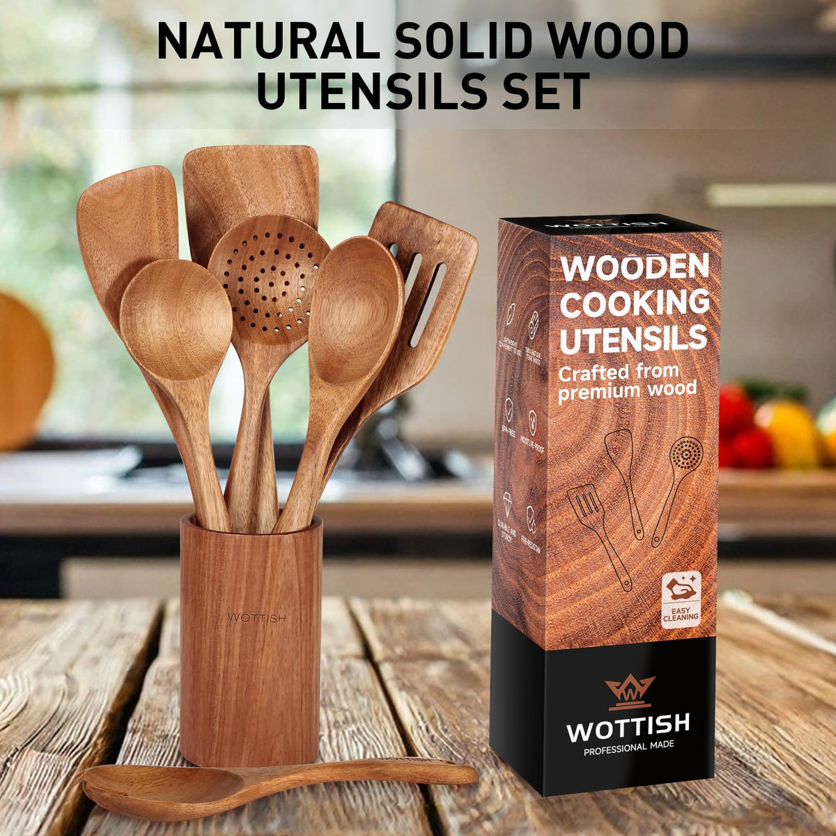 WOTTISH fried spatula wood for flipping and sautéing