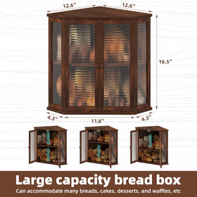 WouZglk bread box with wavy glass door showing contents