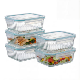 WOVOW 5-pack glass meal prep containers with lids keep meals organized and fresh.