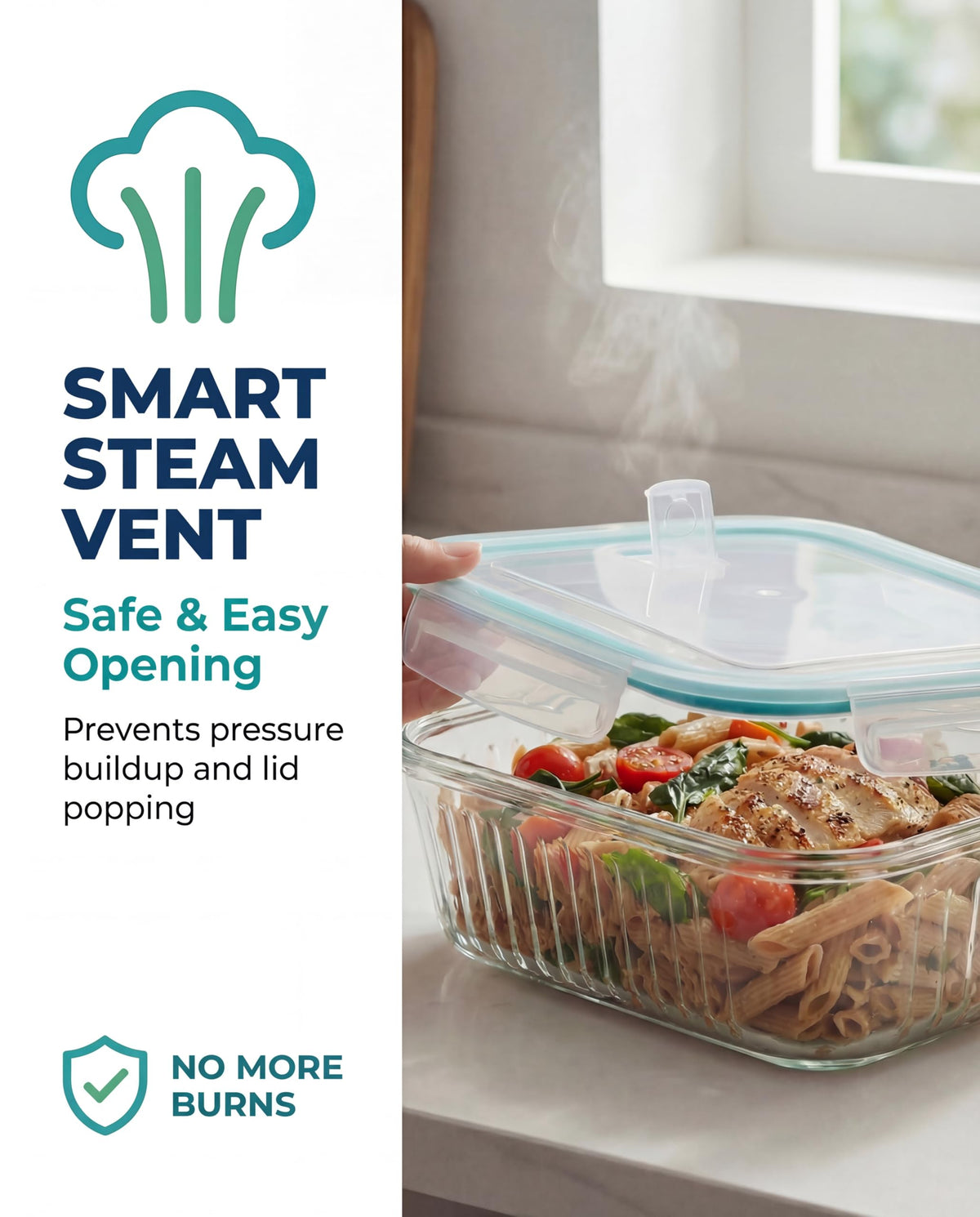 WOVOW microwave-safe glass container ready for quick reheating without plastic exposure.