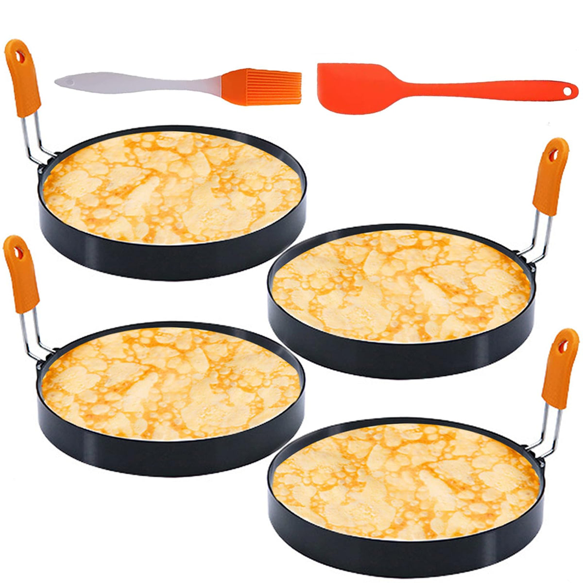 WOWITIS 6-inch pancake ring on a griddle shapes even pancakes