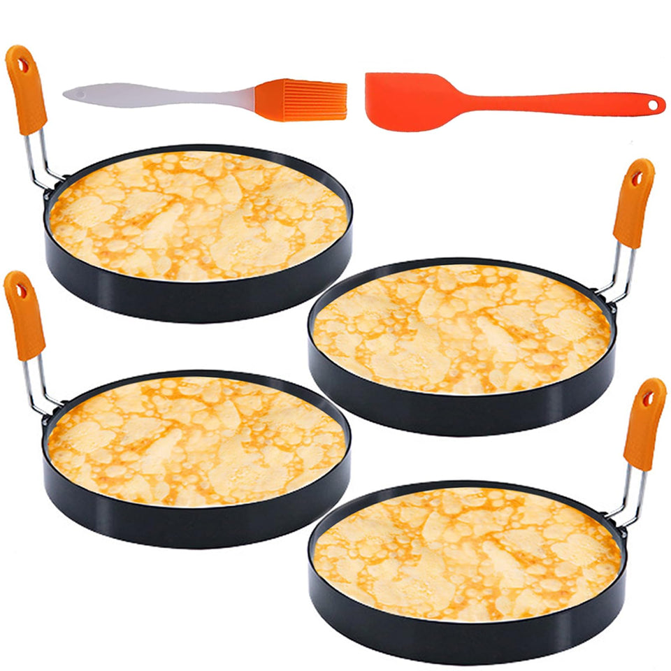 WOWITIS 6-inch pancake ring on a griddle shapes even pancakes