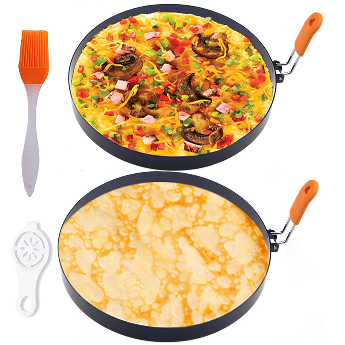 WOWITIS 8-inch omelette ring in stainless steel for large omelets.