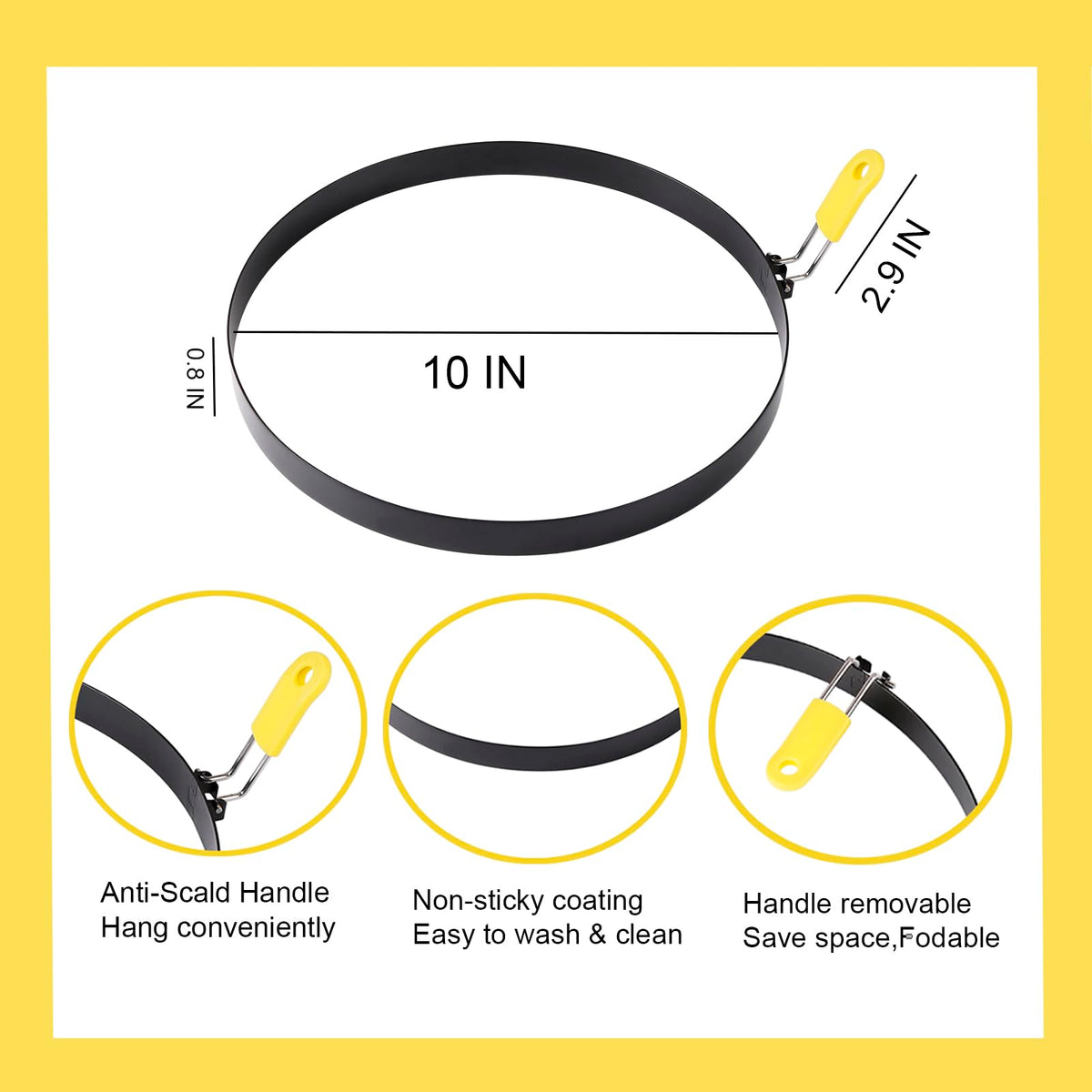 WOWITIS silicone-handled omelette ring with handle folded for storage.