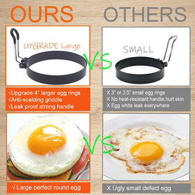 WOWITIS stainless steel egg rings with nonstick coating prevent sticking.