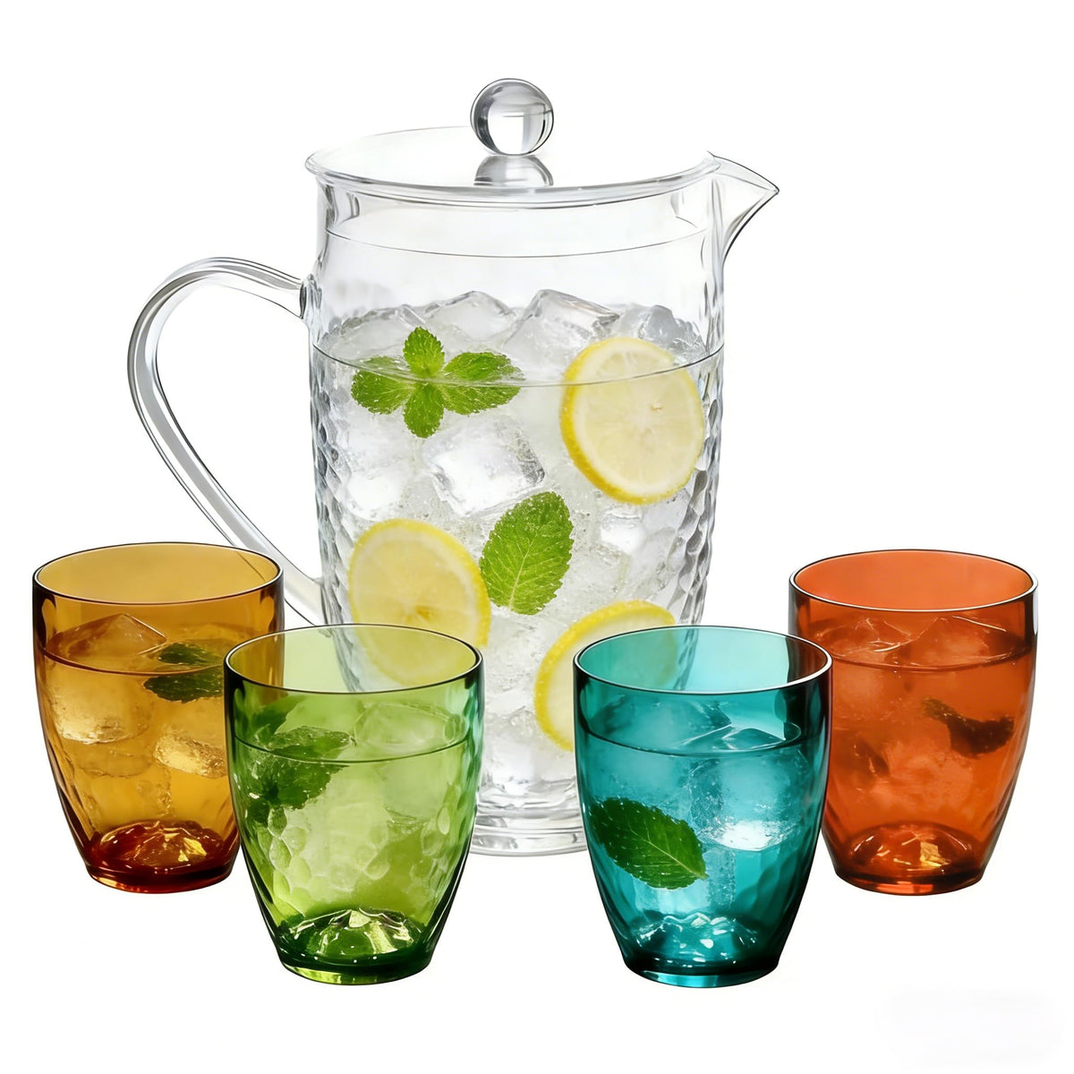 WowProLiv acrylic pitcher with lid 92oz, ideal for family hydration and serving cold drinks.