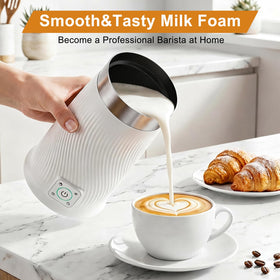 Wowteam Milk Frother 4-in-1 function for warm foam, hot milk, and cold foam.