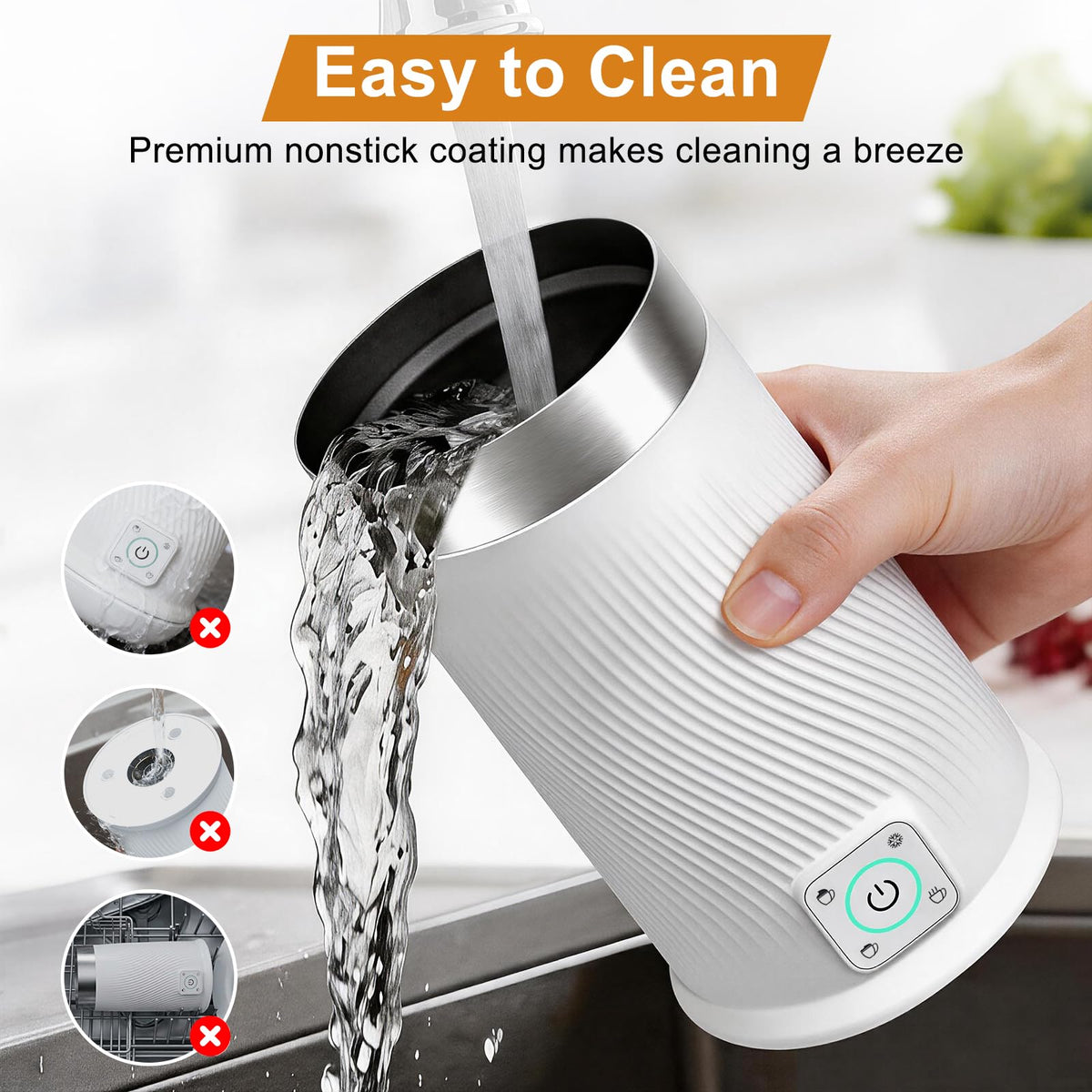Wowteam Milk Frother auto shut-off ensures consistent texture without spills.
