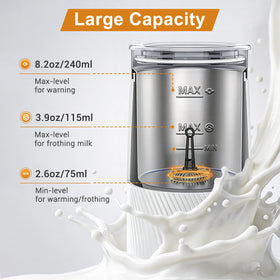 Wowteam Milk Frother non-stick interior makes cleanup quick and simple.