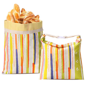 Wozskaf XL beeswax bread bag open view showing ample capacity for loaves.