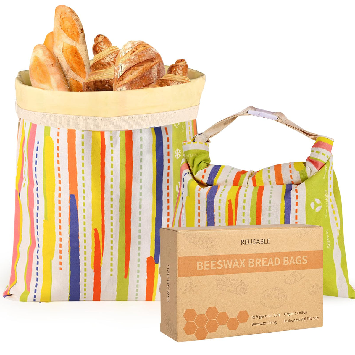 Wozskaf two-pack bread bags for convenient storage.