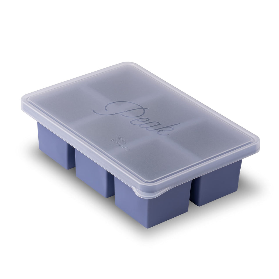 W&P Cup Cubes freezer tray with blue lid for organized one-cup portions.
