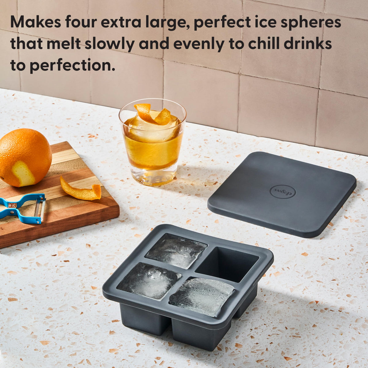 W&P Peak four large 2.25-inch cubes deliver strong, slow-melting chill.