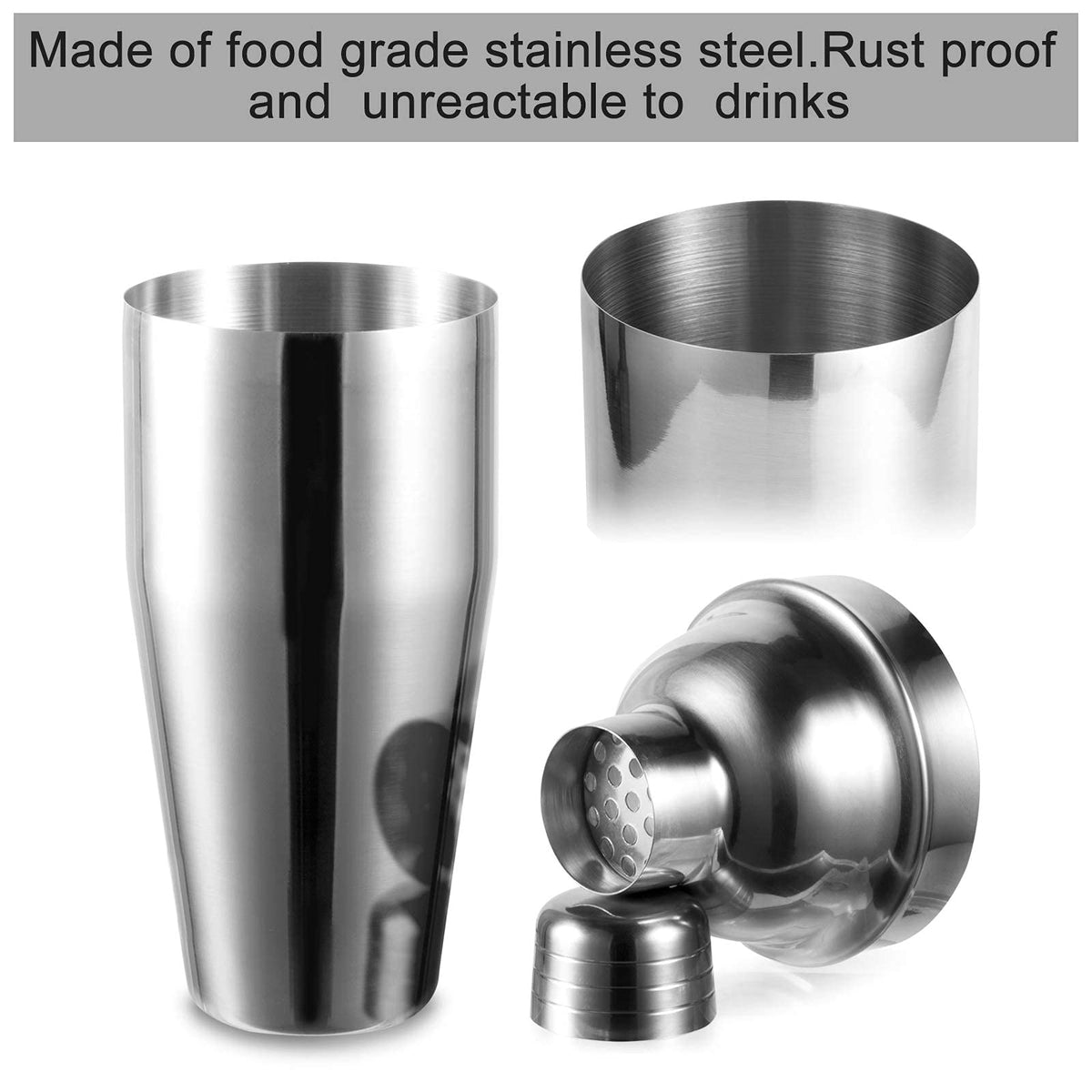 WPHUAW 750ml shaker tin with mirror finish resisting rust and scratches