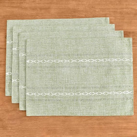 Wracra handmade hemstitched placemats on table showcasing natural texture