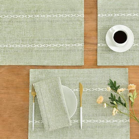 Wracra hemstitch sage placemats highlighting natural fibers and boho style