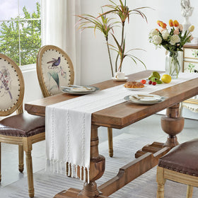 Wracra table runner shown on dresser decor for a refined look.