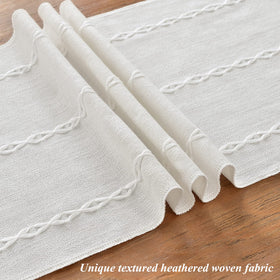 Wracra rustic linen runner fringe detail enhances vintage style.