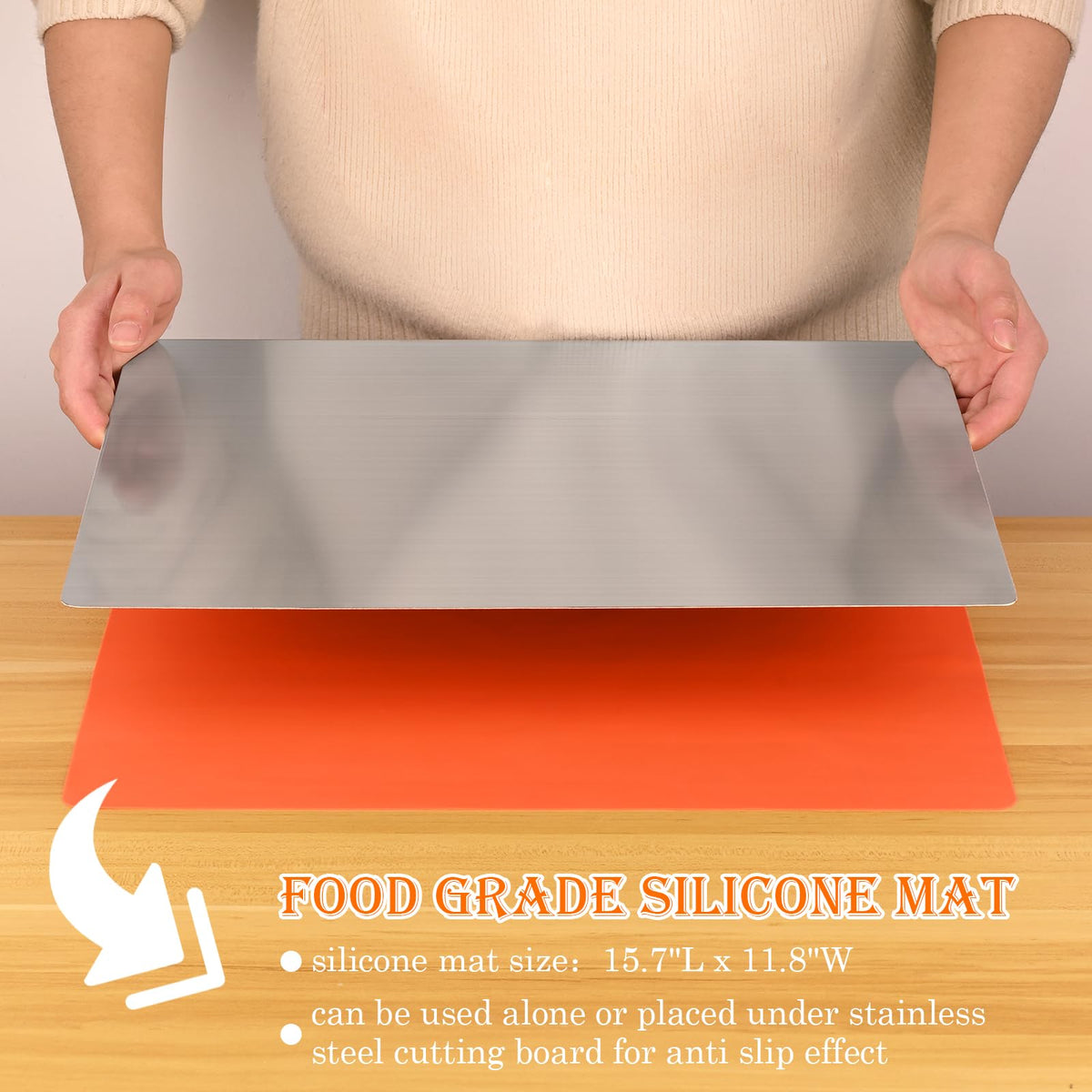 Wrbin roll dough on stainless cutting board to demonstrate easy dough prep.
