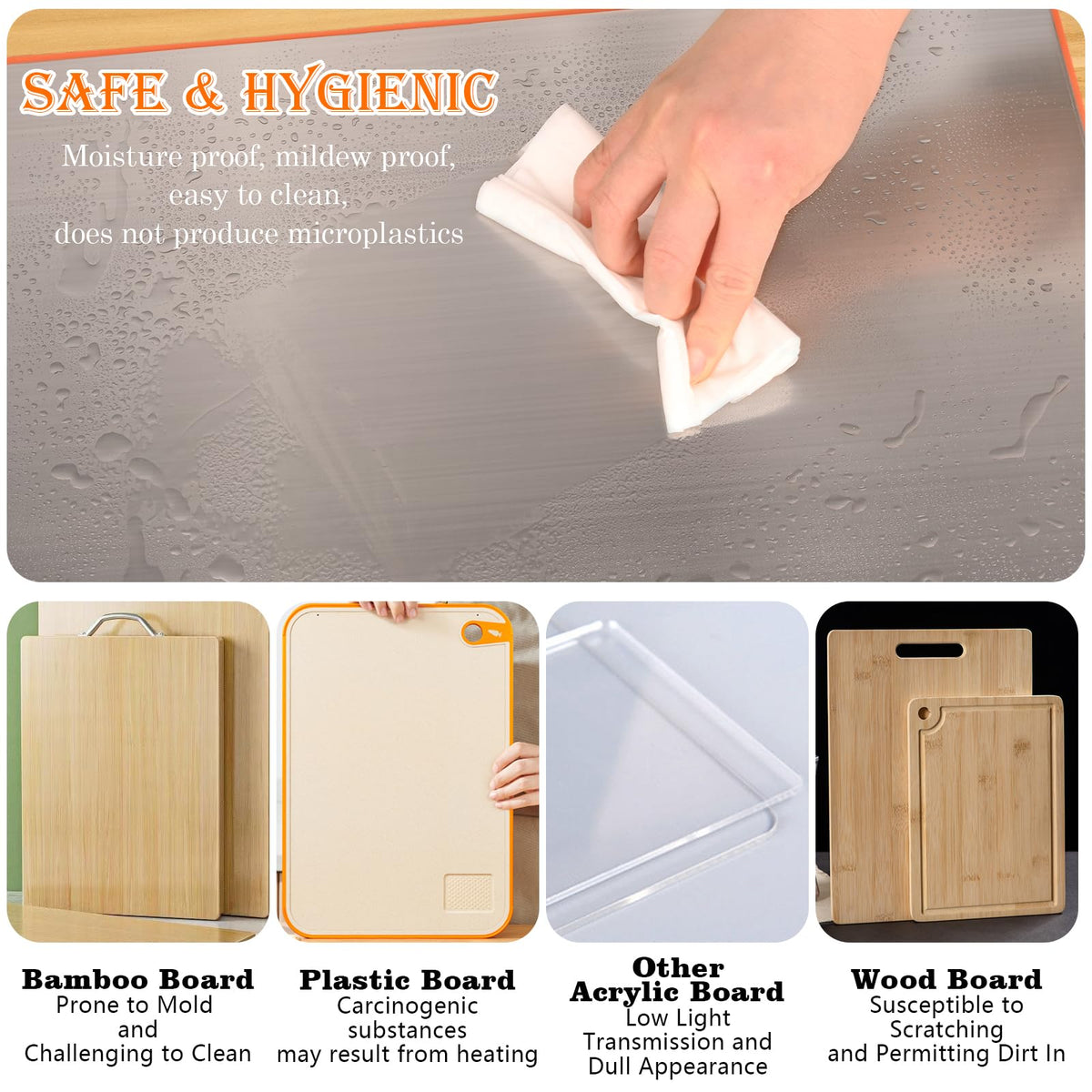 Wrbin vegetable chopping on stainless board showcasing spacious surface.