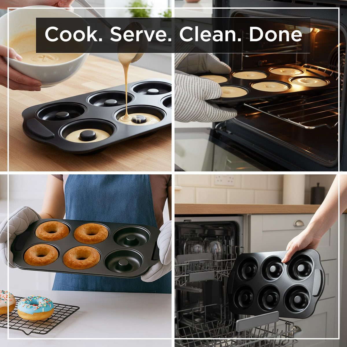 Wrenbury Bagel Pan in use for donuts, bagels, and egg bites at home.