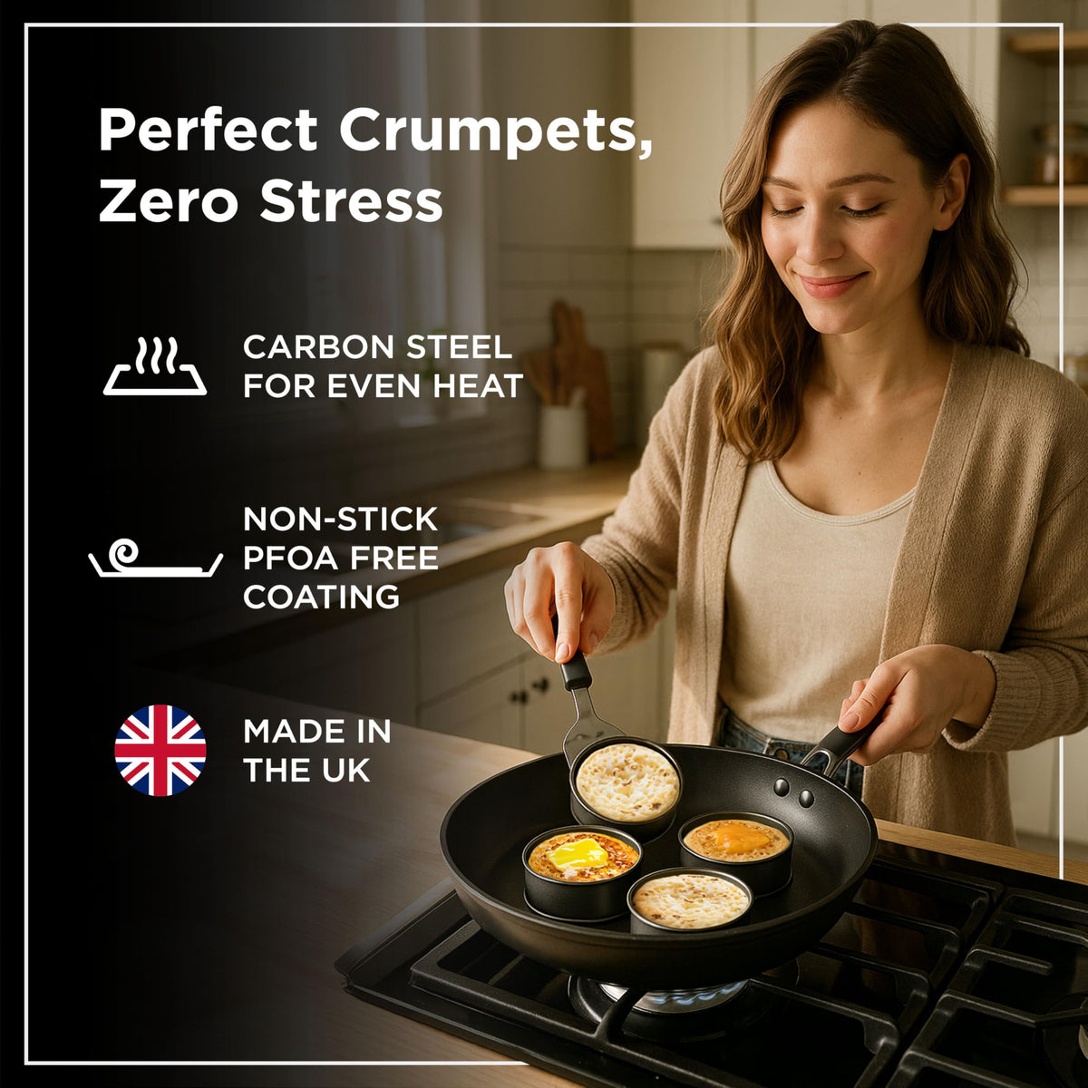 Wrenbury carbon steel molds offer durable rings for versatile home baking.