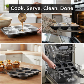 Wrenbury jumbo muffin pan in a cozy home kitchen.
