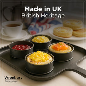 Wrenbury four-ring set enables eggs, crumpets, and more in one pan.