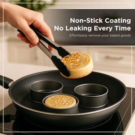 Wrenbury nonstick pancake rings deliver consistent depth and browning.