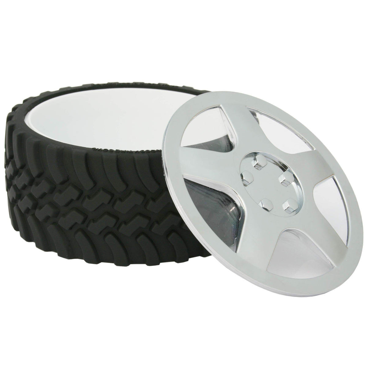 Wrenchware knobby tread tire bowl shows rugged snack appeal.