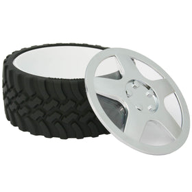 Wrenchware knobby tread tire bowl shows rugged snack appeal.
