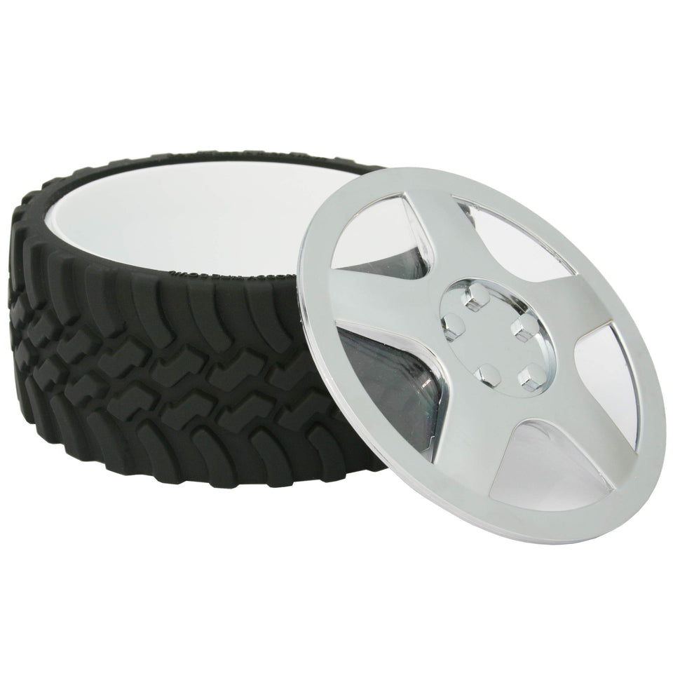 Wrenchware knobby tread tire bowl shows rugged snack appeal.