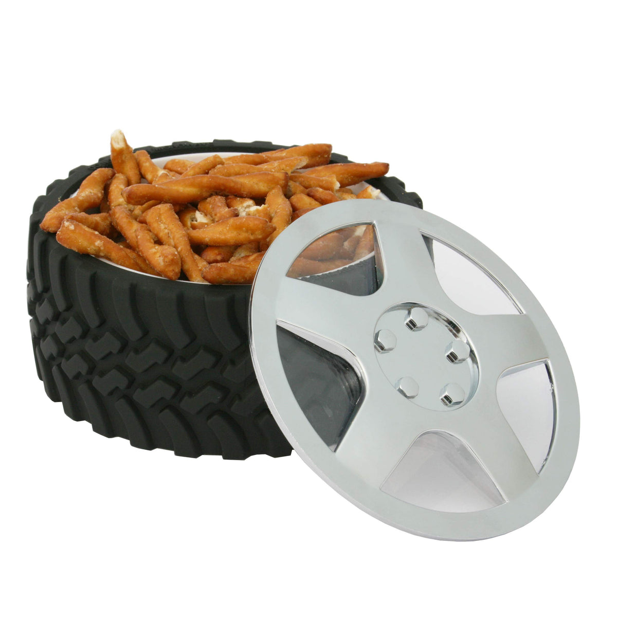 Wrenchware tire bowl hubcap lid emphasizing freshness and dust protection.